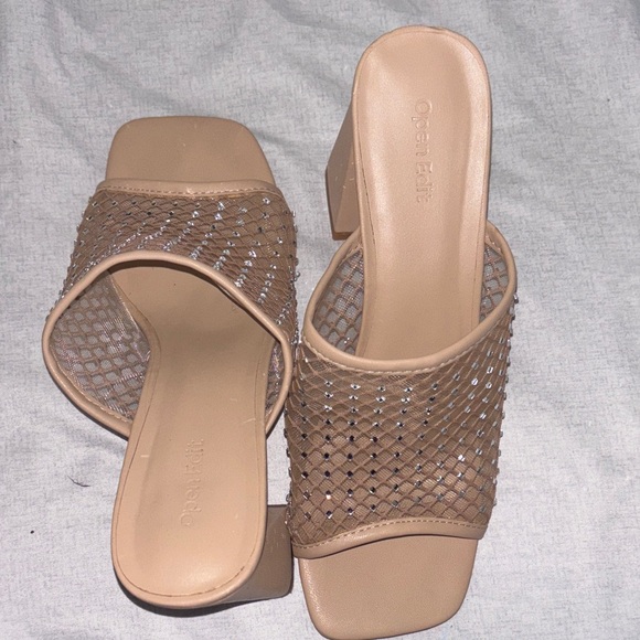 Open Edit Women's Beige Mesh Sandals - Picture 6 of 6